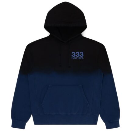 Blue Split-Dye Logo Hoodie back, 333 Half-Evil