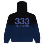 Blue Split-Dye Logo Hoodie front, 333 Half-Evil