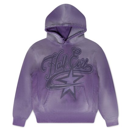 Faded Purple Evil Star Hoodie, Half Evil script logo