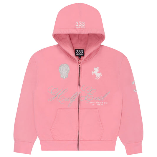 Pink Half Evil Zip-Up Hoodie Pink Half Evil Zip-Up Hoodie, 333 Half-Evil