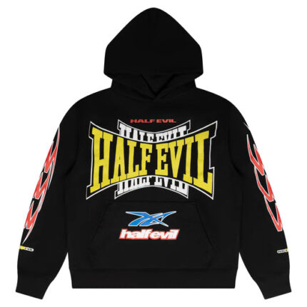 Racer Zip-Up Hoodie, Half Evil graphic