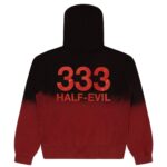 Red Split-Dye Logo Hoodie back, 333 Half-Evil