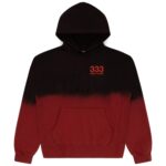 Red Split-Dye Logo Hoodie front, 333 Half-Evil