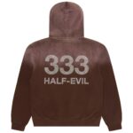 Vintage Brown Rhinestone Hoodie front, 333 Half-Evil