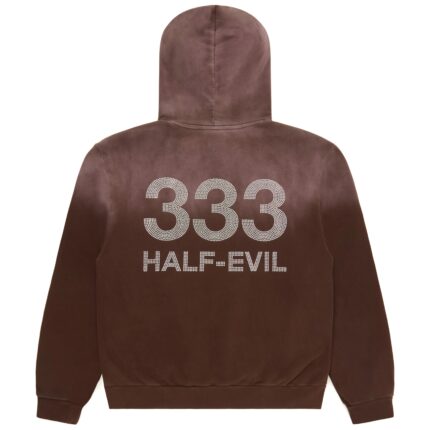 Vintage Brown Rhinestone Hoodie front, 333 Half-Evil